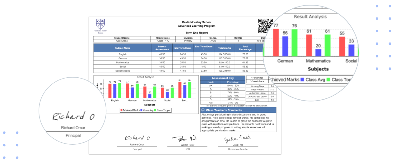 report card with excel sheet